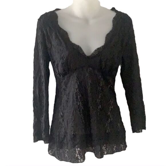 Calvin Klein Jeans black one sleeve lace t… - Picture 2 of 6